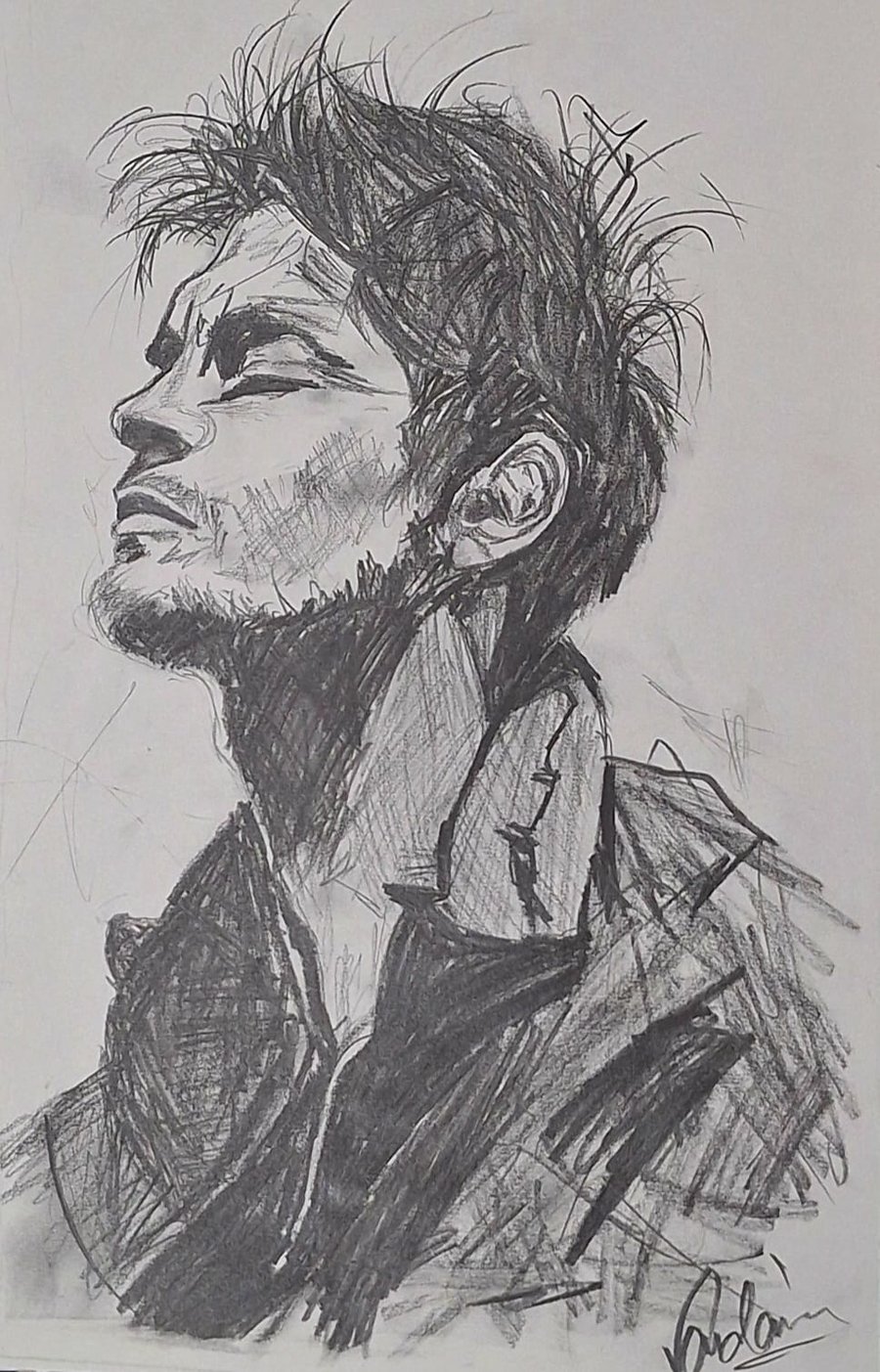 The Stillness — graphite portrait by Vandana Tiwari, Stages of Grief Series